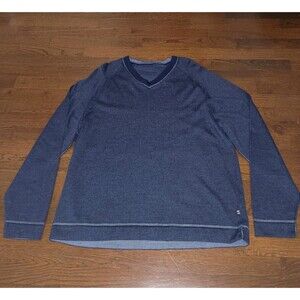 Tommy Bahama Sweater Mens XL Blue Merino Wool Long Sleeve V-Neck